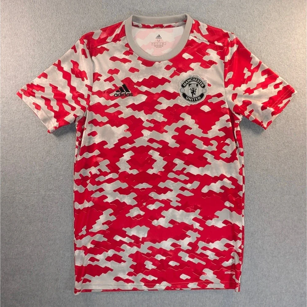 Adidas Manchester United Pre-Match Training Jersey Red White Camo Mens Medium